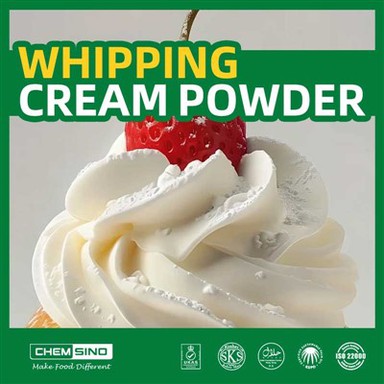 Creme de chicote acessível em pó para sobremesas e padaria